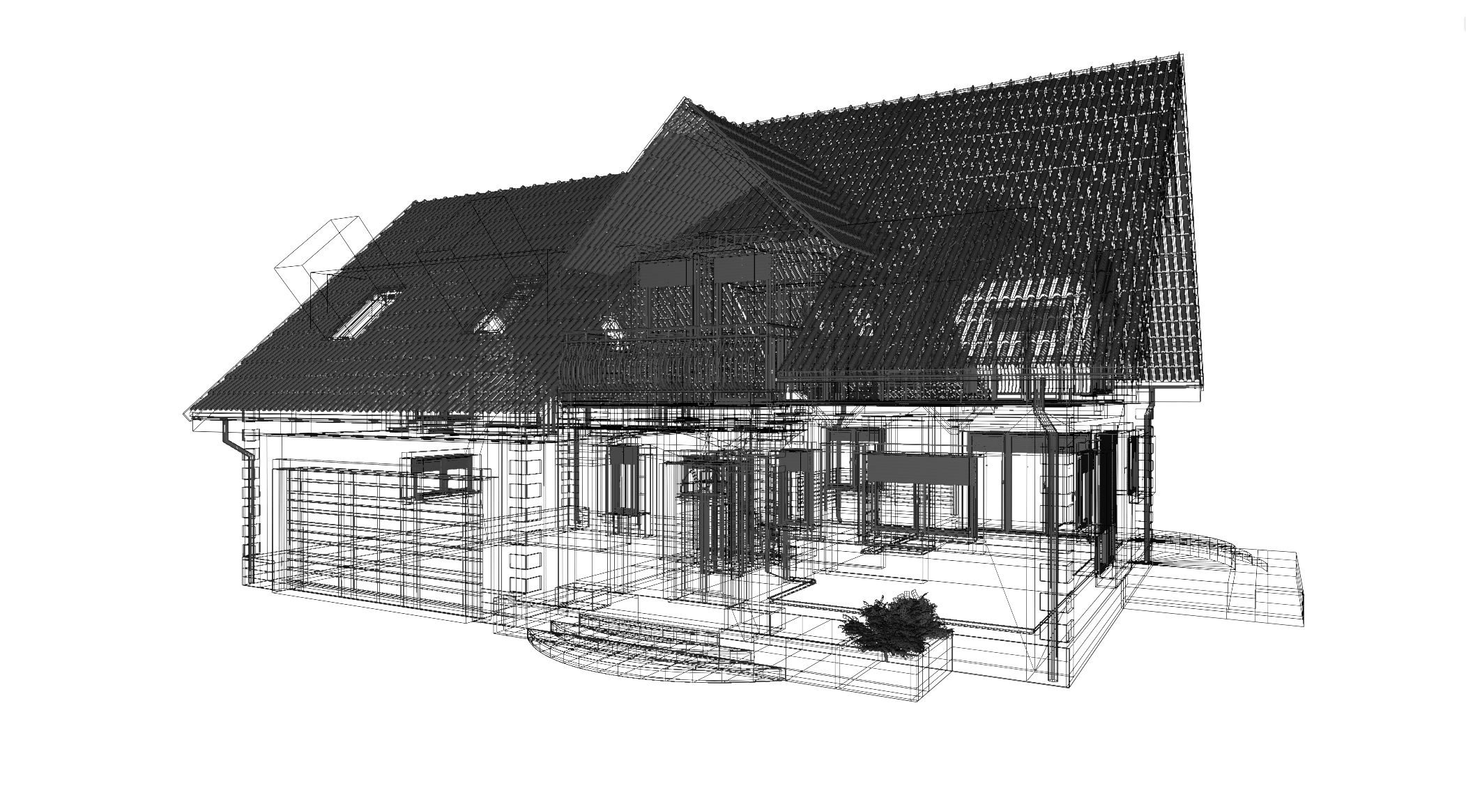 Single-family house - visualization process - Wireframe