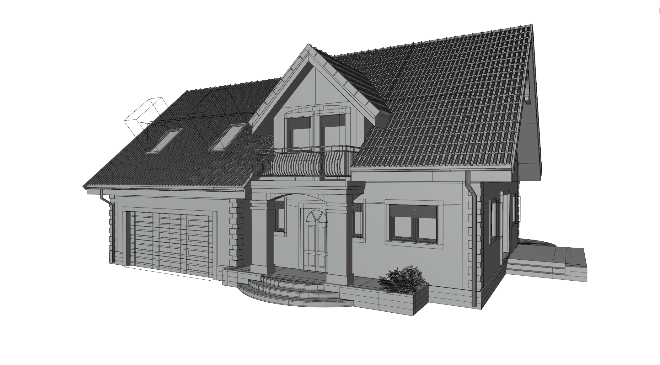 Single-family house - visualization process - Blockout