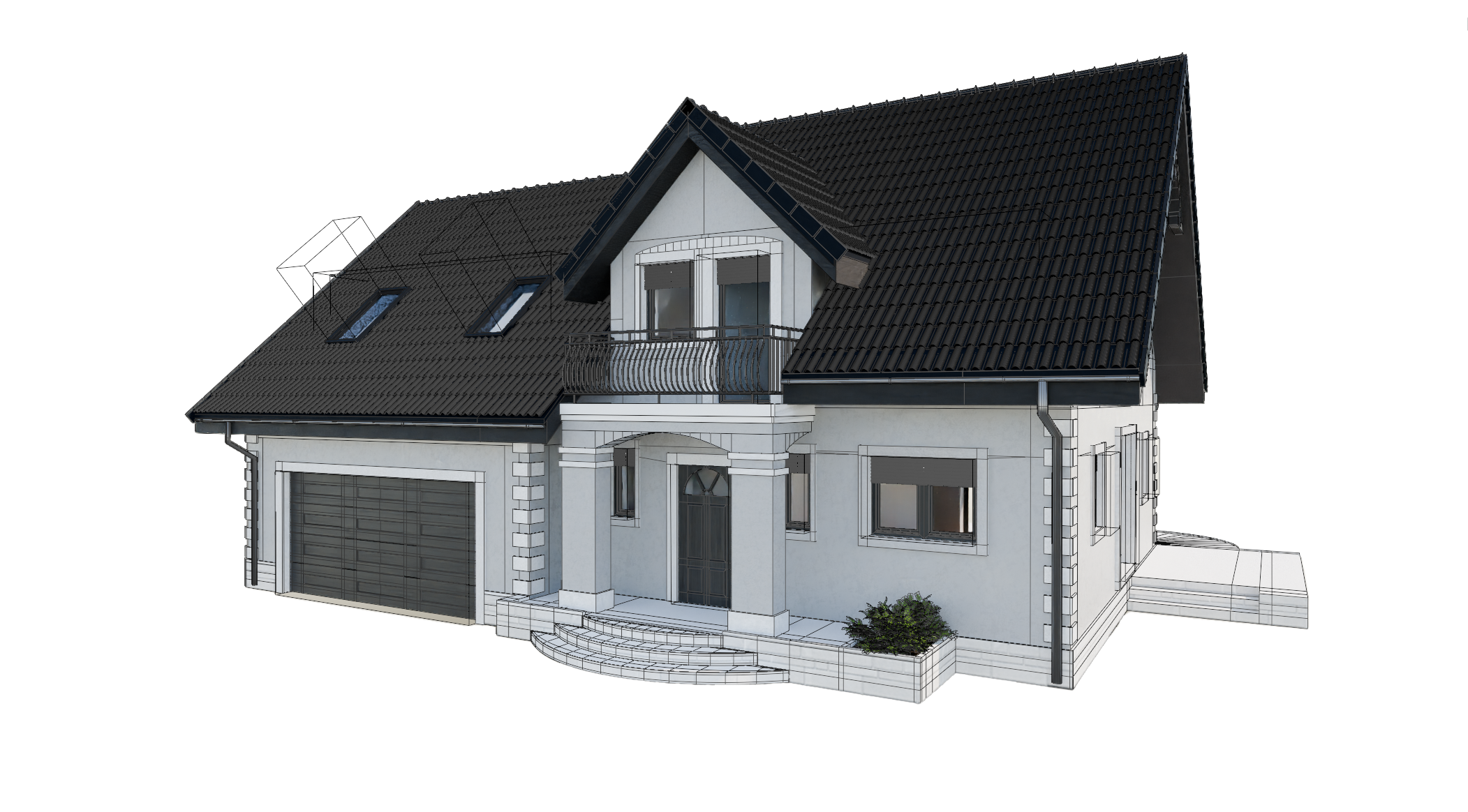 Single-family house - visualization process - Mesh check