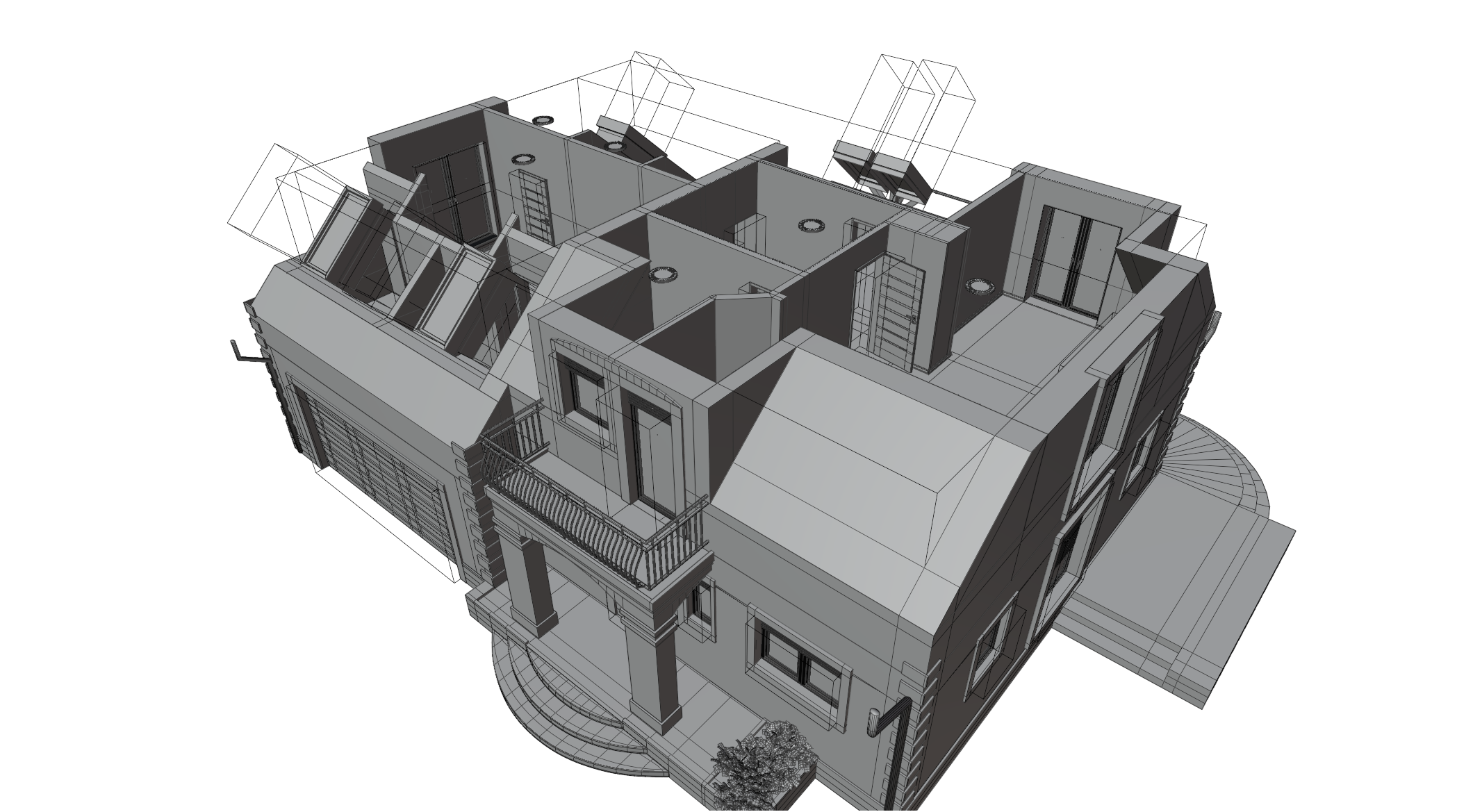 Single-family house - visualization process - Blockout