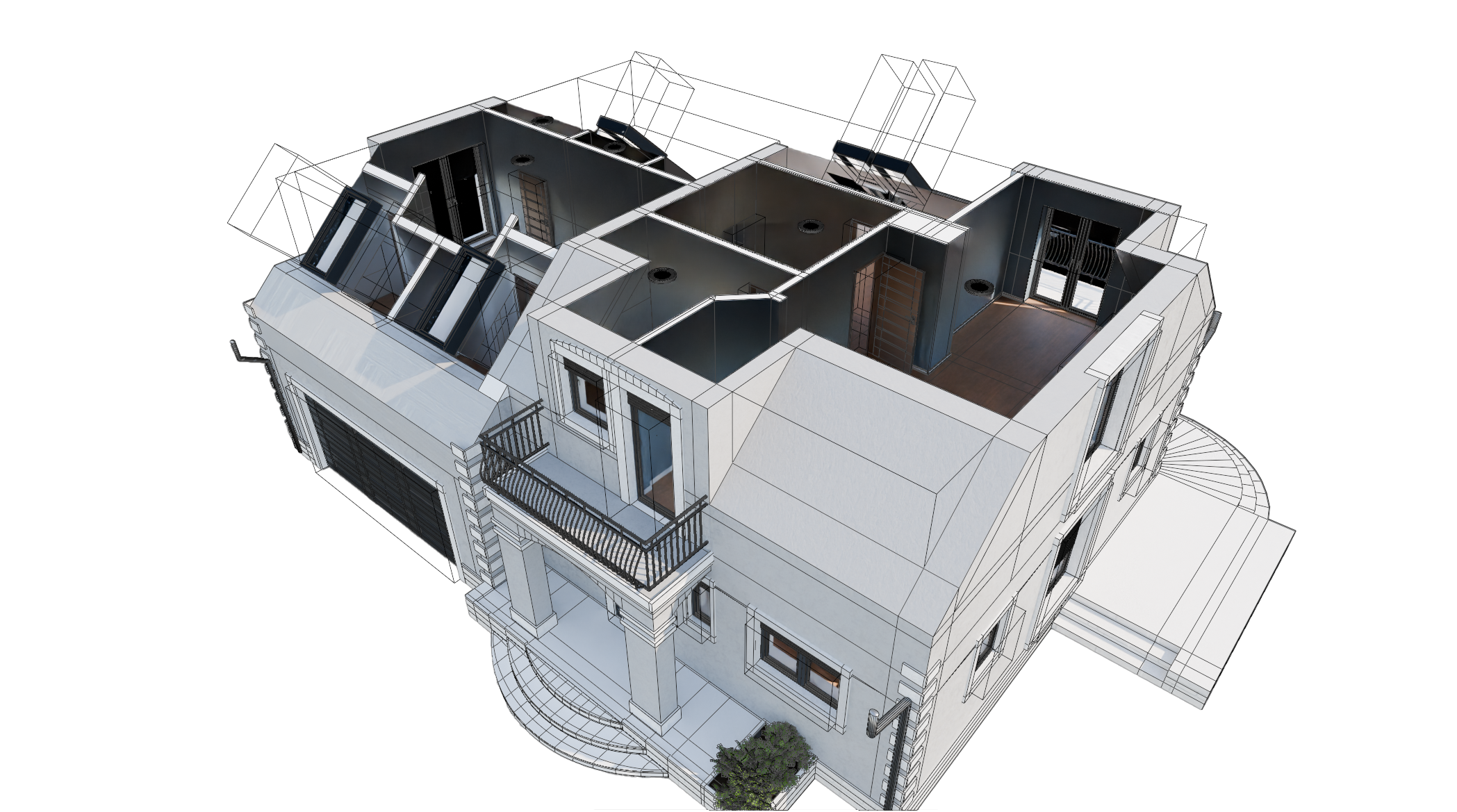 Single-family house - visualization process - Mesh check