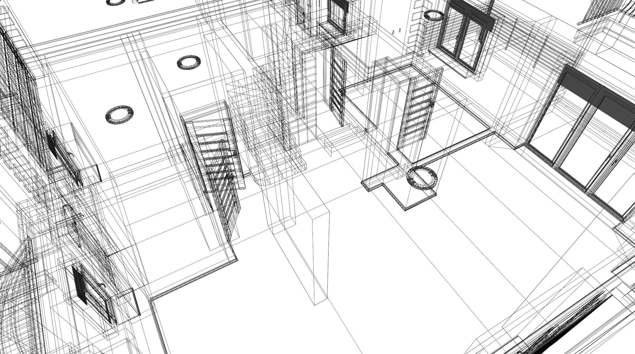 Single-family house - visualization process - Wireframe